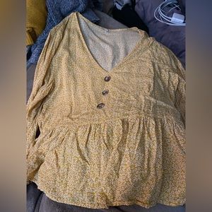 Shein floral long sleeve with fake buttons